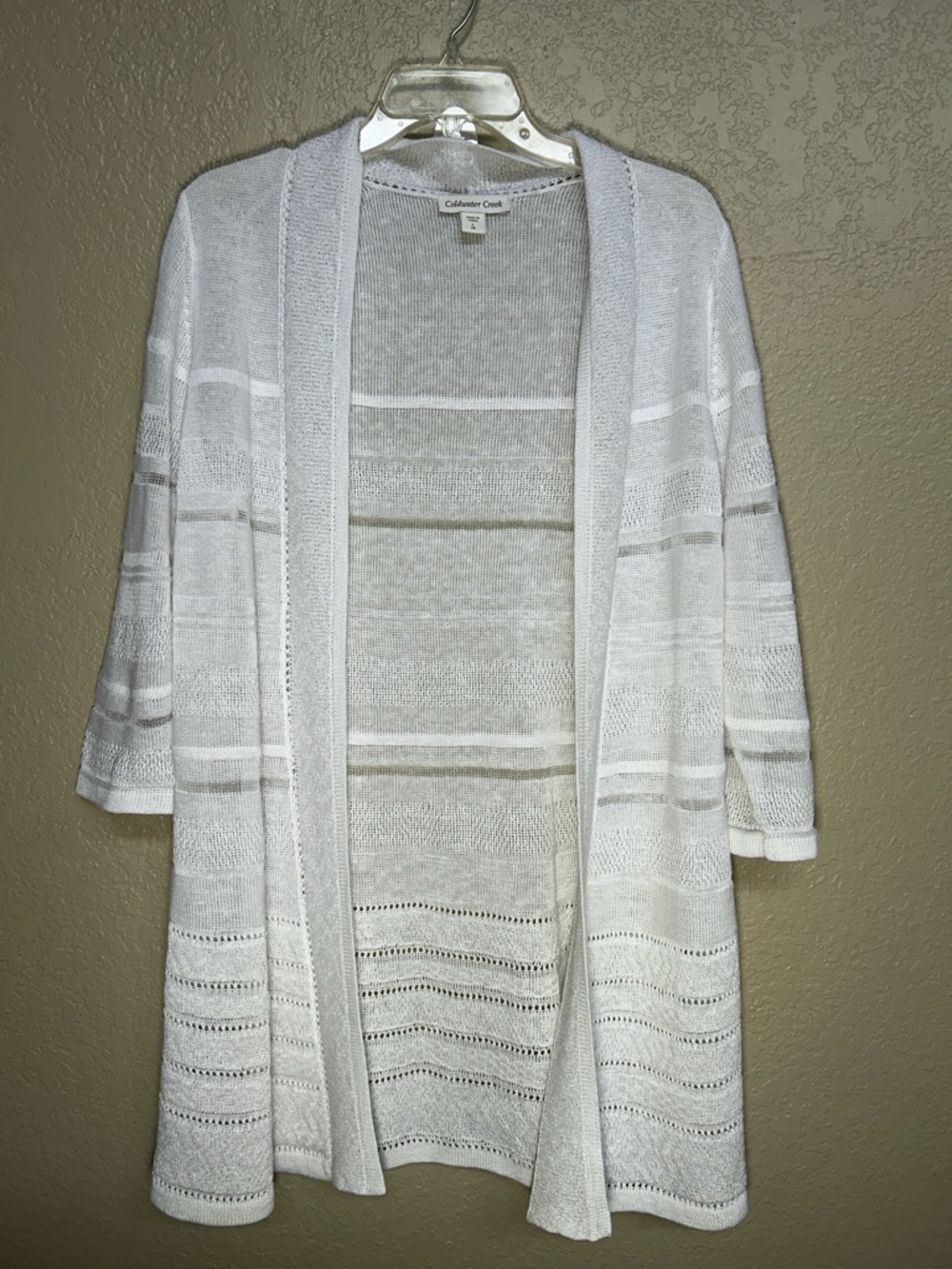 COLDWATER CREEK Linen Blend Fairy Beachy Swimsuit Cover Open Front Cardigan